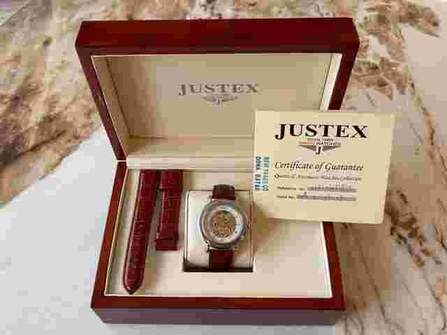 Justex Espera Skeleton Automatic Full set with wooden box and papers