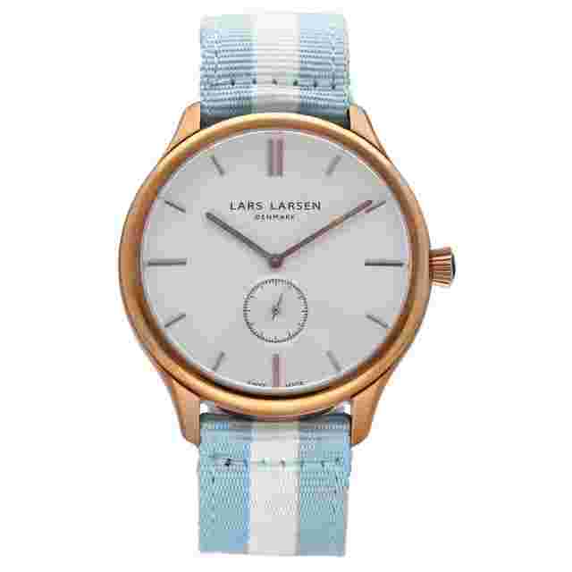 Lars Larsen Simon 122RBCN Rose Gold Plated 42mm Bright Cloud Nato Unisex Watch