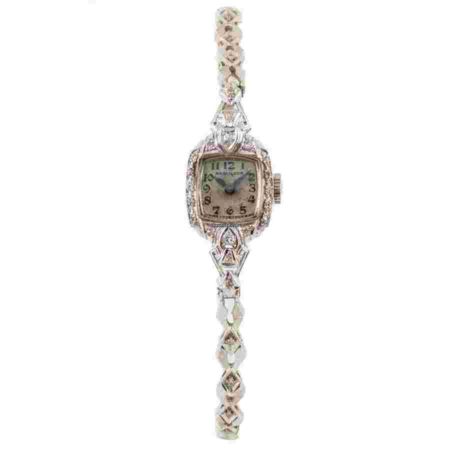 Hamilton
                           
                                 Vintage Ladies Art Deco 14kt White Gold & Diamonds 15mm