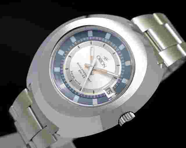 Orion New Old Stock 41mm very rare fancy UFO shape mechanical vintage 70's NOS