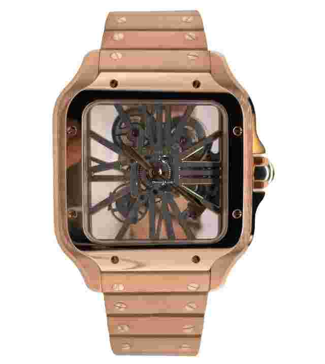 Cartier Santos
                           
                                 Skeleton WHSA0016 18k Rose Gold Watch Box/Papers RARE UNWORN