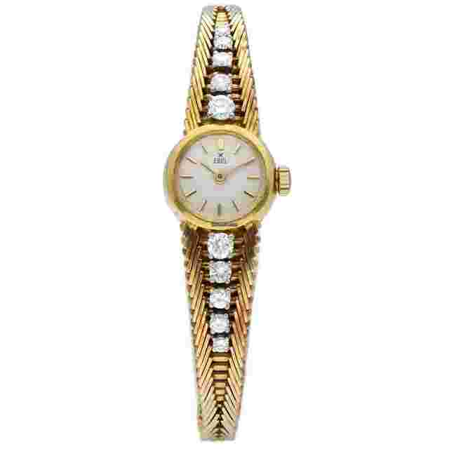 Ebel
                           
                                 Vintage Ebel 18k Yellow Solid Gold Petite Diamonds Manual Wind Women's Watch