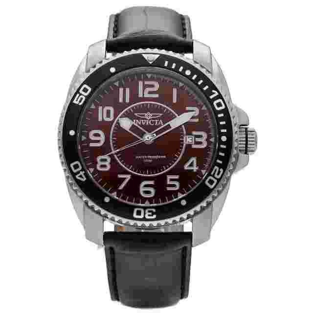 Invicta
                           
                                 6007 Stainless Steel 45mm Red Dial Black Leather Quartz Men's Watch