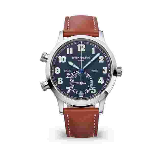 Patek Philippe Calatrava
                           
                                 Pilot Travel Time 42mm White Gold Blue Dial Brown Leather Strap 5524G-001