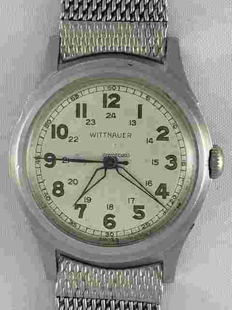 Wittnauer
                           
                                 Longines Cal.11ES Doctors OFFICERS MILITARY 24hrDIAL Screw Down Case Back WW2 1941 Swiss