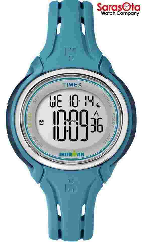 Timex
                           
                                 T5K906 Ironman Mid Size Turquoise Resin Strap Digital Sport Women's Watch