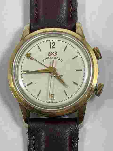 Ernest Borel
                           
                                 Vulcain Cricket Alarm Solid 14K Gold Bezel Large Vintage Screw Down Case Back Swiss Made