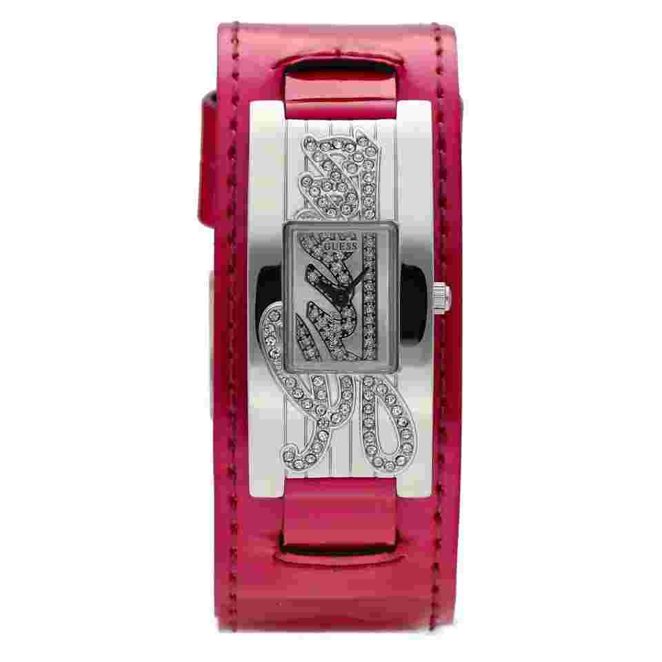 Guess
                           
                                 W80055L6 Stainless Steel Hot Pink Cuff Leather Quartz Dress Women's Watch