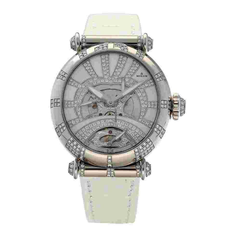 Milus Merea
                           
                                 MER309 18k White Gold Diamonds White Leather Automatic Women's Watch