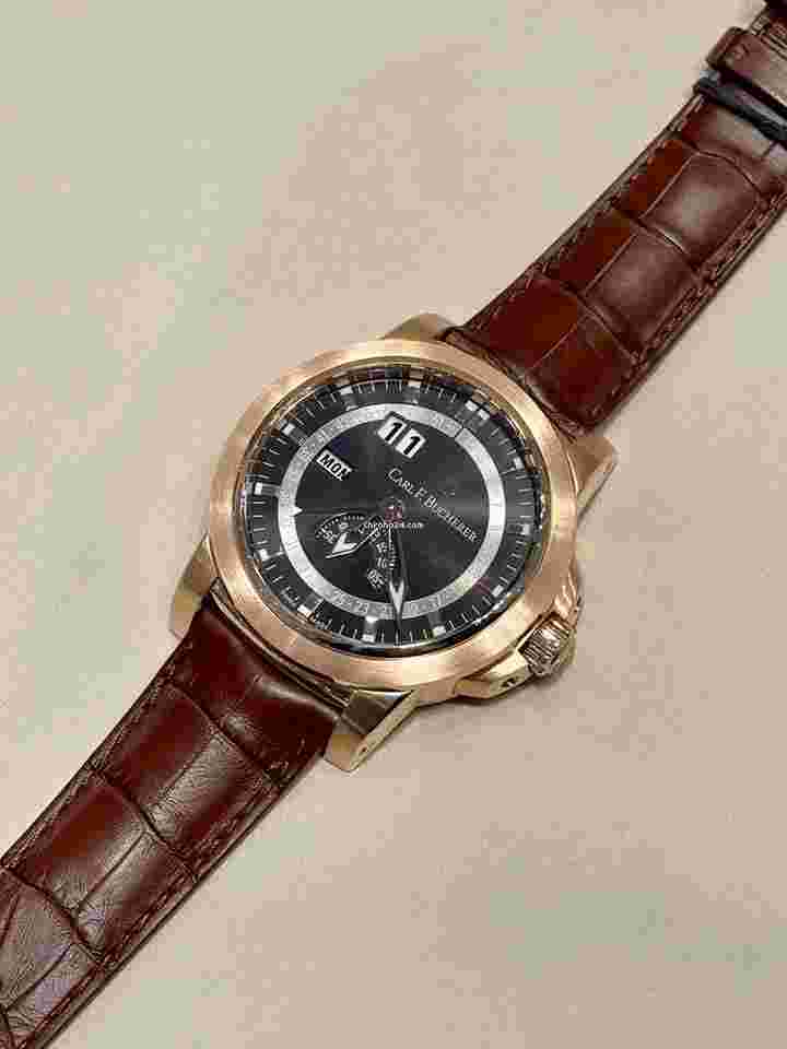 Carl F. Bucherer Patravi
                           
                                 EvoTec Calendar 18kt Rose Gold 00.10629.03.33.01 Brown Croc Strap