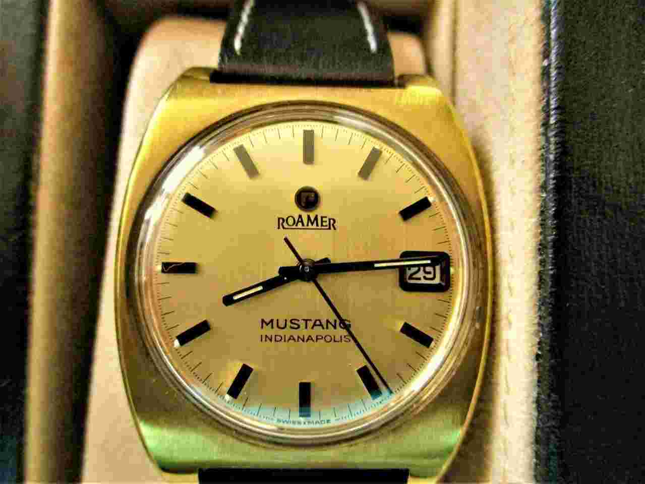 Roamer Rare Vintage Mustang Indianapolis Gold-Plated Men's Watch 70's