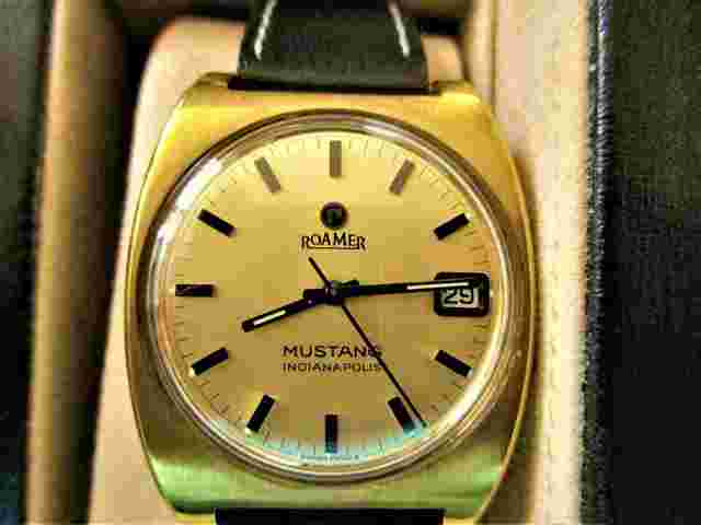 Roamer Rare Vintage Mustang Indianapolis Gold-Plated Men's Watch 70's