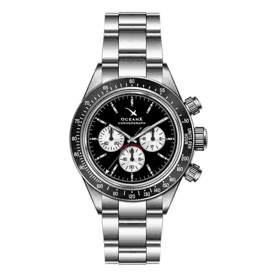 OceanX Speed Racer II Men's Watch 41.5mm WR 200m Black Dial SRS231