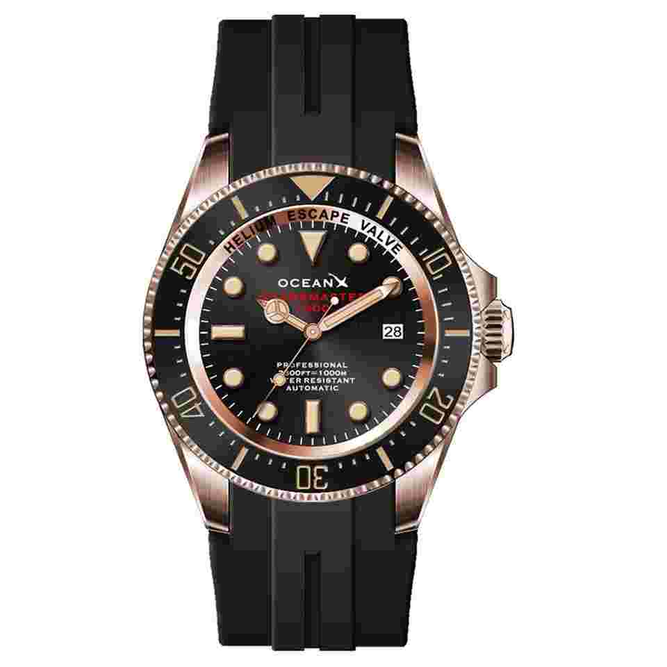 OceanX Sharkmaster 1000 Automatic Men's Diver Watch 44mm Black Dial SMS1061B