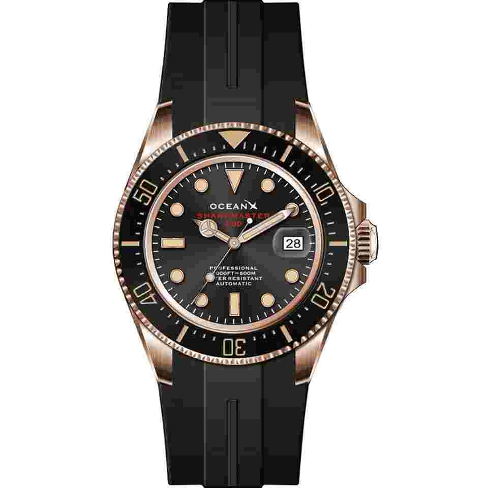 OceanX Sharkmaster 600 Automatic Men's Diver Watch 44mm Black Dial SMS600-01