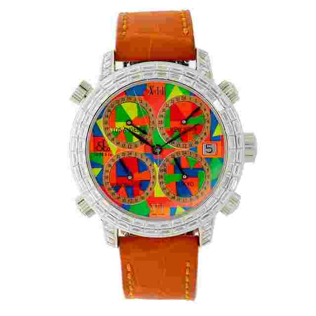 Jacob & Co. Five Time Zone
                           
                                 . Five Time Zone H24 18K White Gold Diamond Baguette Case Multi Color Dial 47 mm