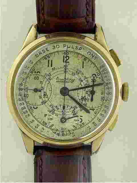Breitling
Chronograph Pulsation Doctors Medical Officers Gold Capped Vintage 3 Registers Swiss Made