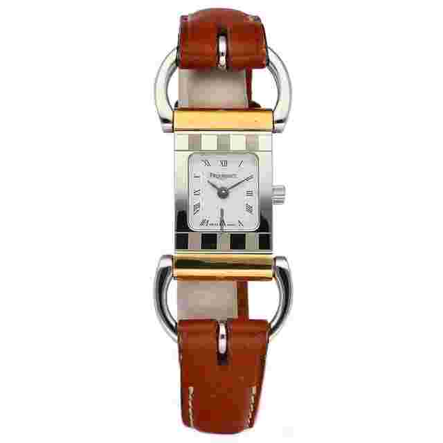 Pequignet
                           
                                 076 18k/Steel Roman White Dial Brown Leather Swiss Quartz Womens Watch