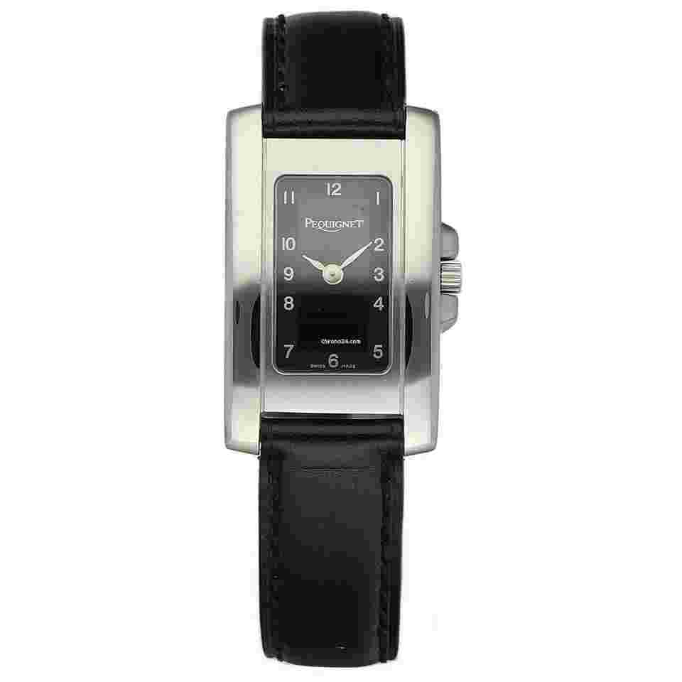 Pequignet
                           
                                 520 Tank 21 mm Steel Black Arabic Dial Leather Quartz Women's Watch