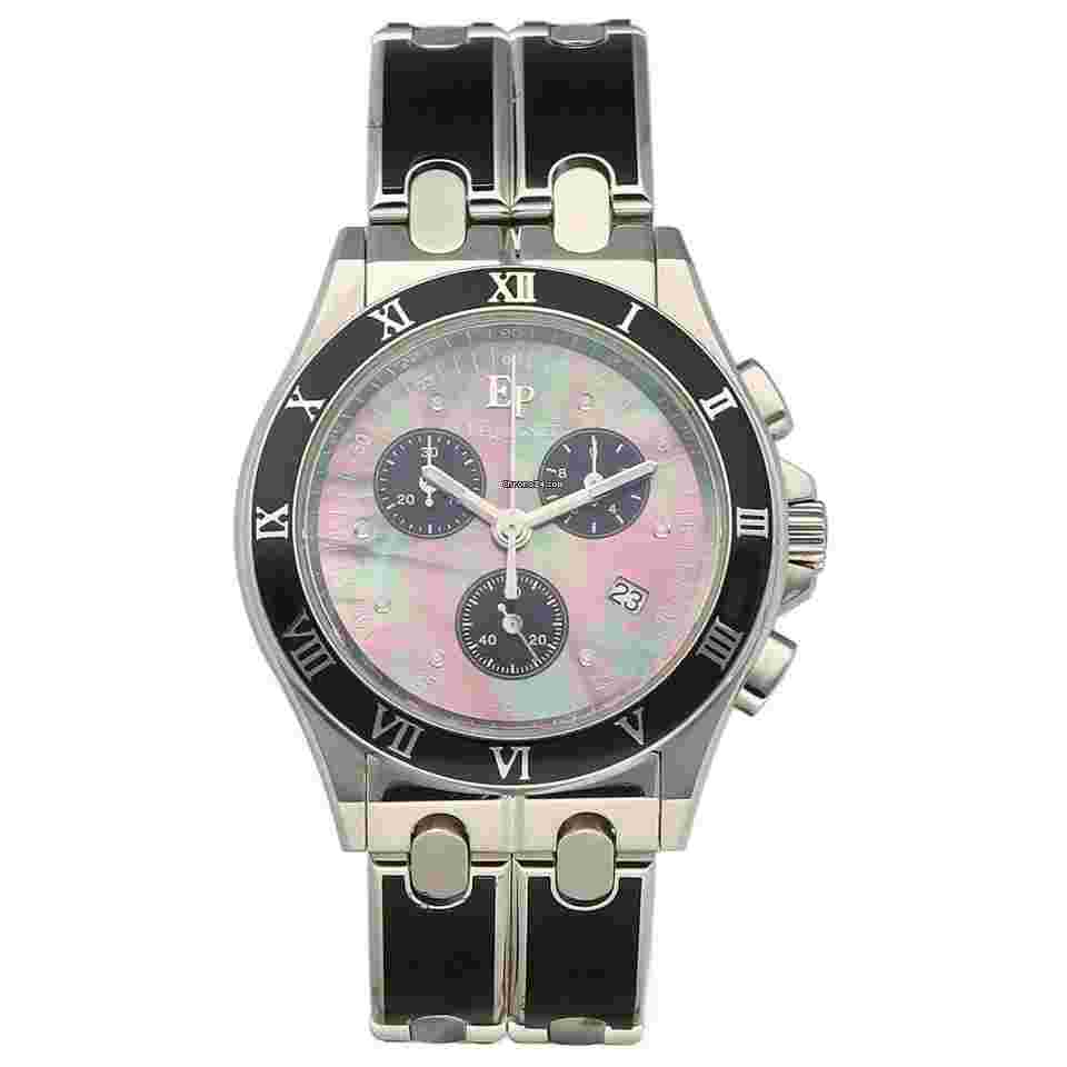 Pequignet
                           
                                 025 Chrono Two Tone Steel 38mm Tahitian MOP Dial Quartz Wristwatch