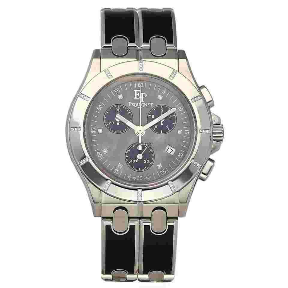 Pequignet
                           
                                 003 Chrono 38mm Steel Black Tahitian Diamond MOP Quartz Wristwatch