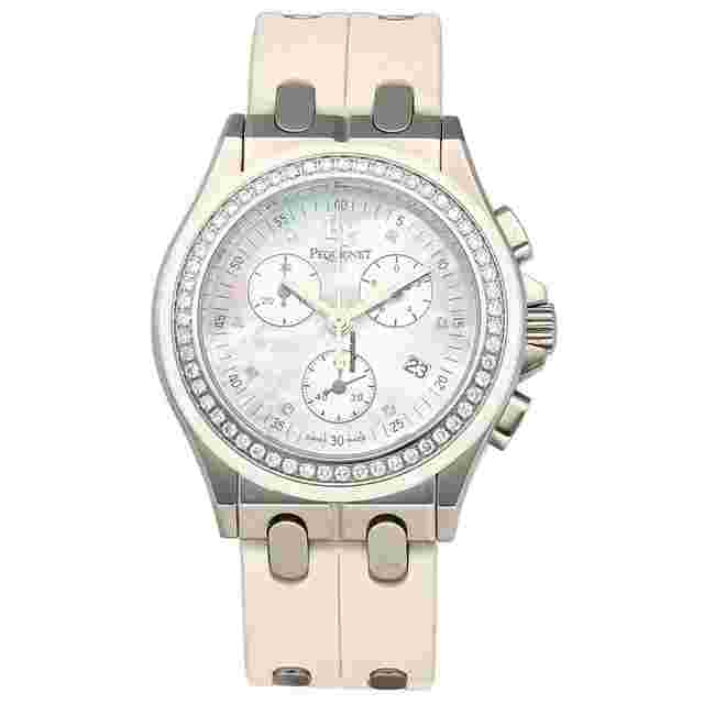 Pequignet
                           
                                 082 Chronograph Diamonds 38mm Rubber Steel MOP Quartz Wristwatch