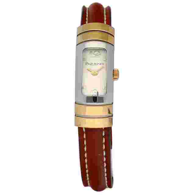 Pequignet
                           
                                 110 18k Gold/Steel Silver Dial Brown Leather Swiss Quartz Women's Watch