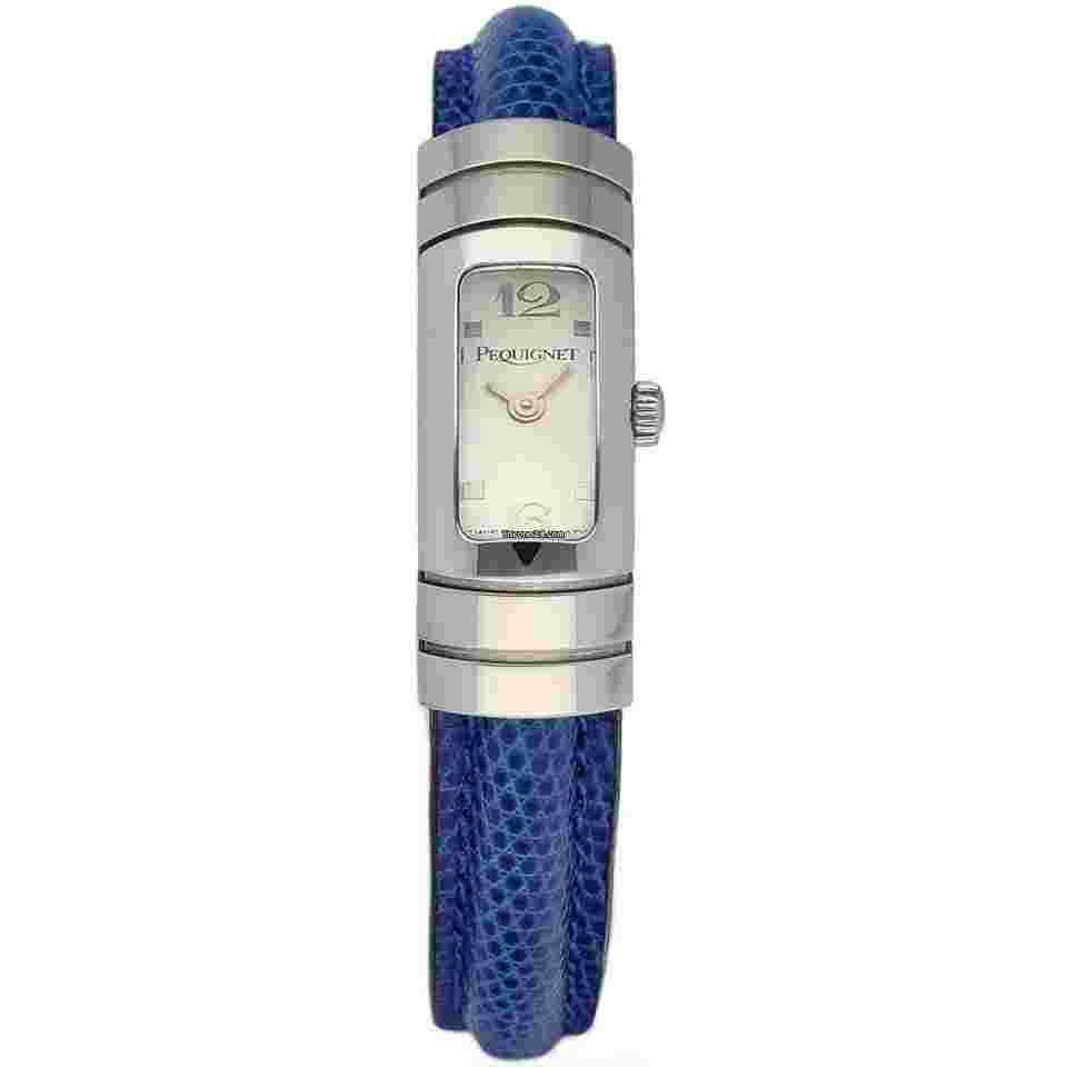 Pequignet
                           
                                 363 Silver Dial Blue Leather Swiss Quartz Women's Watch