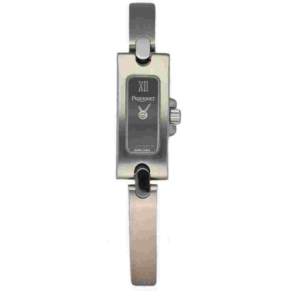 Pequignet
                           
                                 059 Petite Rectangle Stainless Steel Black Dial Quartz Women's Watch