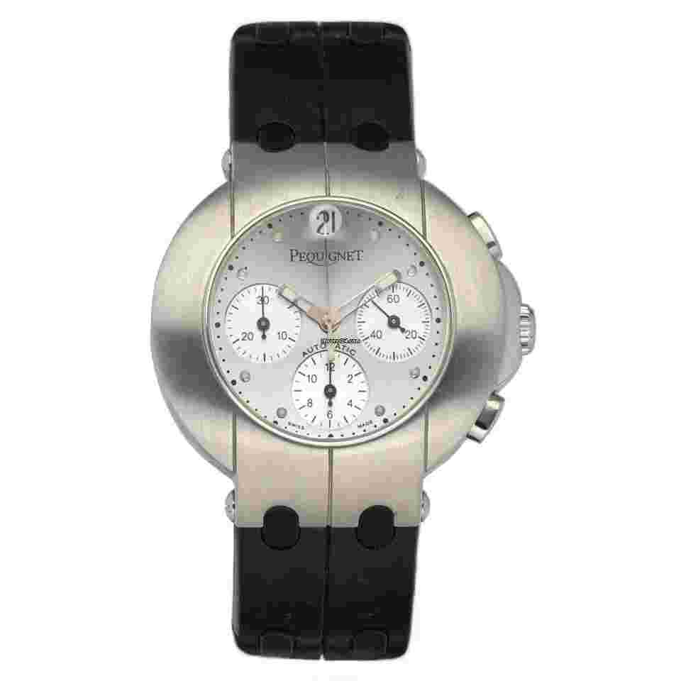 Pequignet
                           
                                 724 Chrono Round Silver Dial 43mm Black Rubber Automatic Men's Watch