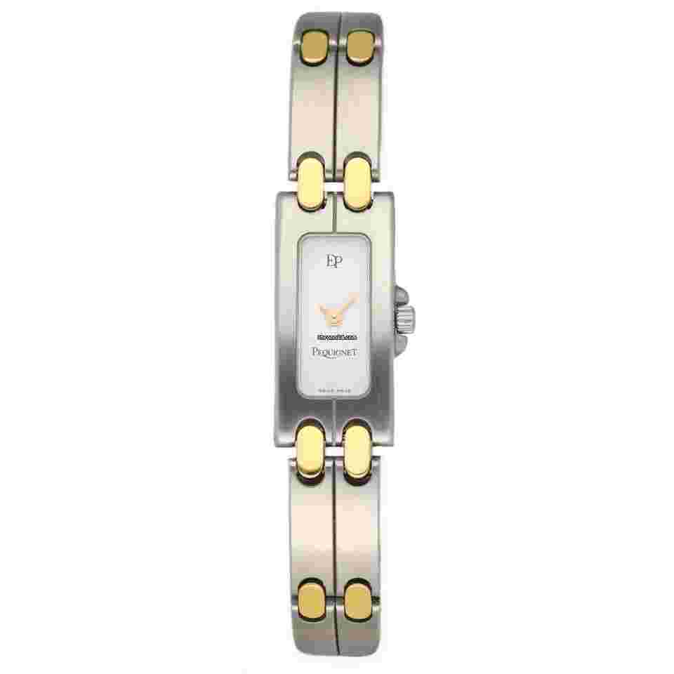 Pequignet
                           
                                 3747 Rectangle 14k Gold/Steel 13mm White Dial Quartz Women's Watch