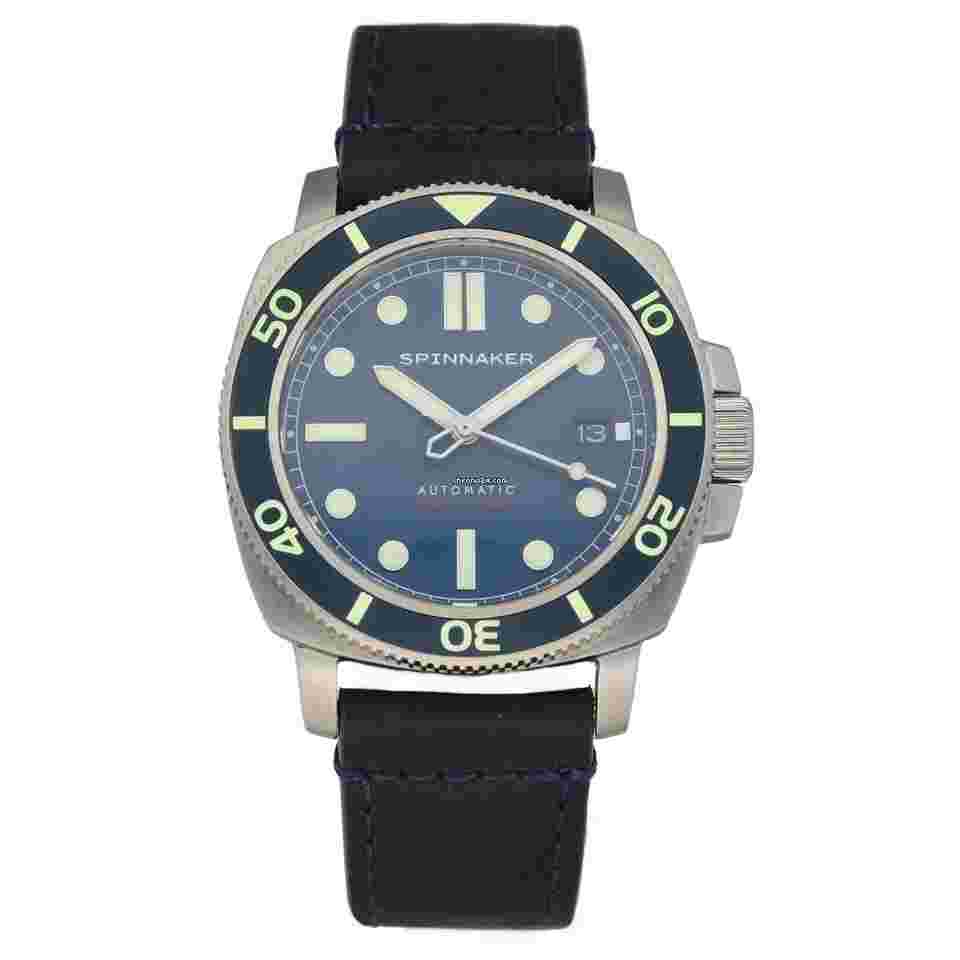 Spinnaker
                           
                                 Hull SP-5088 Blue Dial Steel 42 mm Blue Leather Automatic Men's Watch
