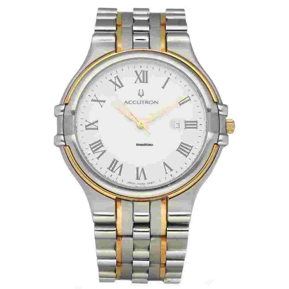 Accutron
                           
                                 28B71 Two Tone 18k/Steel 36 mm White Roman Swiss Quartz Men's Watch