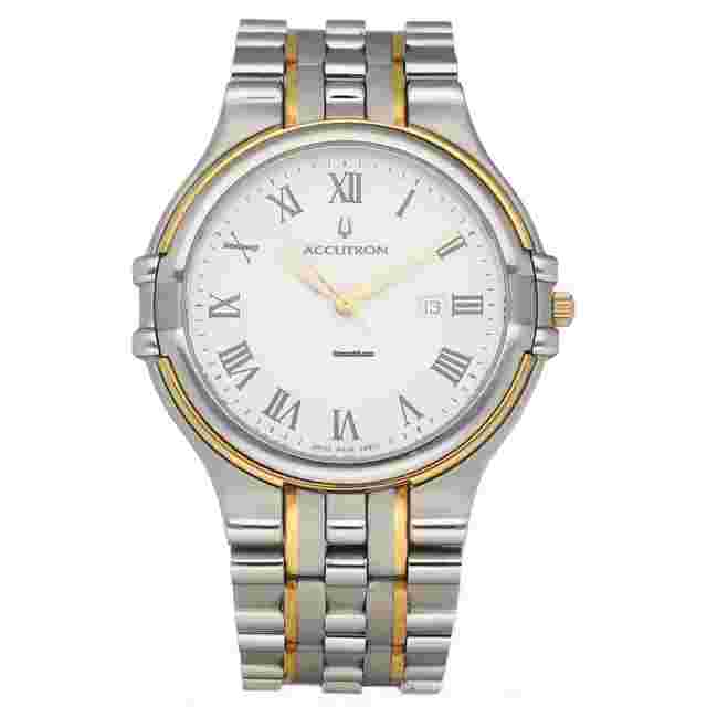 Accutron
                           
                                 28B71 Two Tone 18k/Steel 36 mm White Roman Swiss Quartz Men's Watch