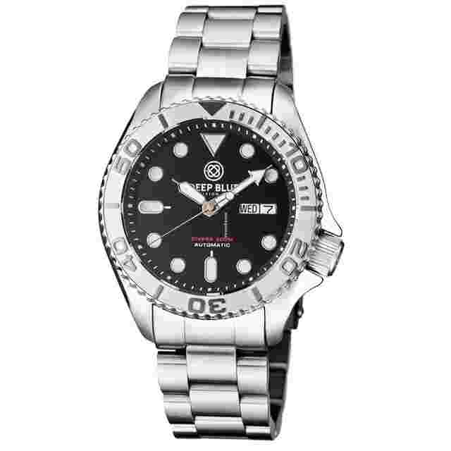 Deep Blue
                           
                                 Military Diver 300 Automatic Men's Diver Watch Silver Ceramic Bezel / Black Dial Bracelet