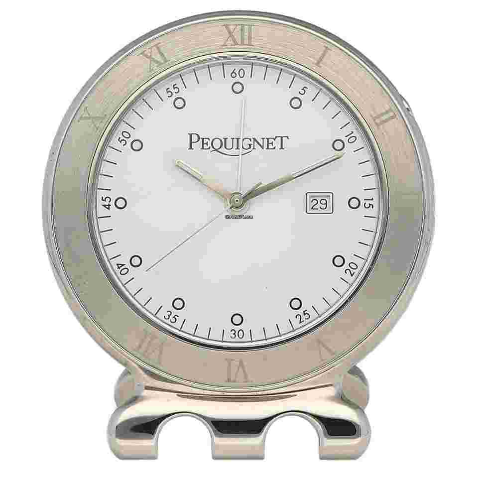 Pequignet
                           
                                 43312 Stainless Steel 1.7" 45 mm White Dial Quartz Alarm Desk Clock