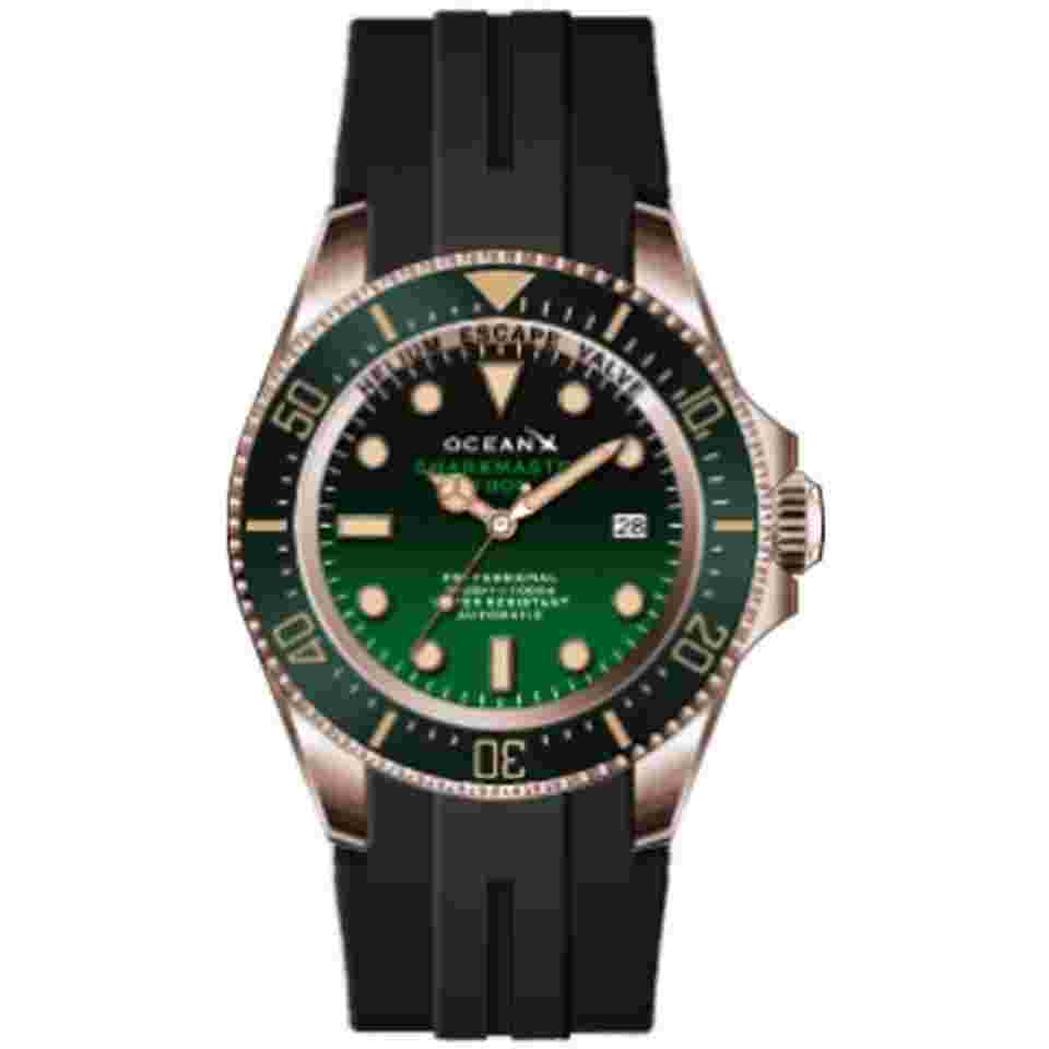 OceanX Sharkmaster 1000 Men's Diver Watch 44mm Black-Green Dial SMS1066