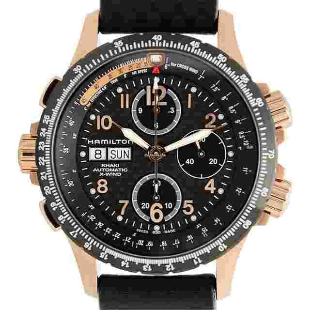 Hamilton Khaki X-Wind
                           
                                 black Automatic Chronograph Men's Watch rose gold tone day date H77696793