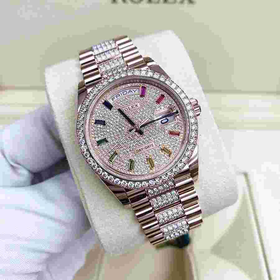 Rolex Day-Date 36
36mm Rainbow Pave Diamond Dial Rose Gold Diamond Bracelet 128345RBR
