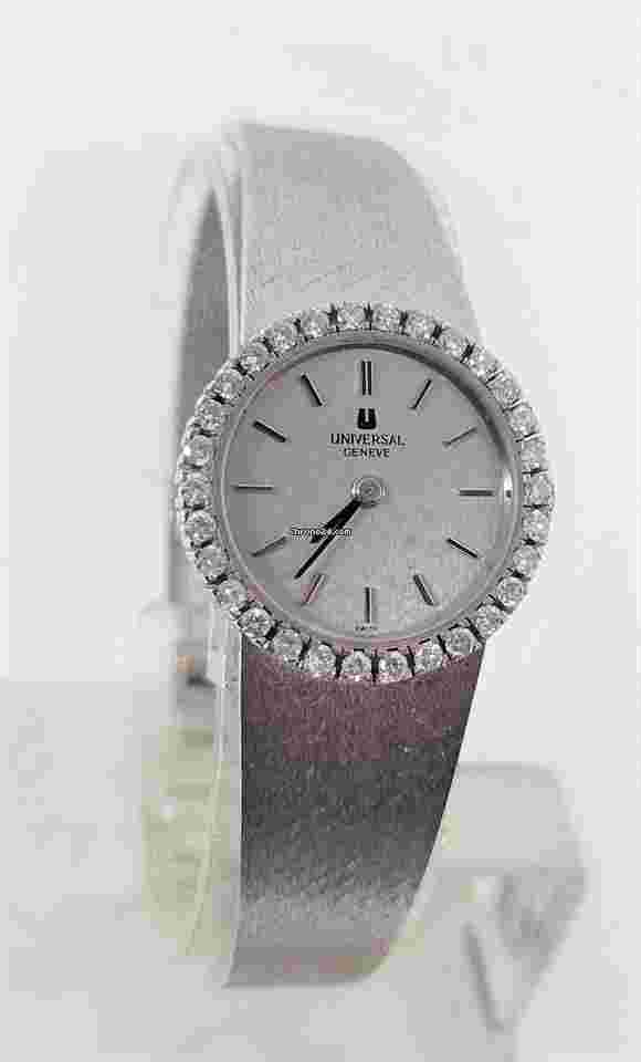 Universal Genève
                           
                                 Vintage 18k White Winding Ladies Watch 1 ct Diamond Bezel F/VS1
