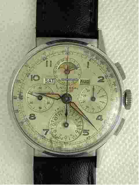 Universal Genève Tri-Compax
                           
                                 Triple Calendar Moon Chronograph S/S Large 37mm Military General WWII Swiss