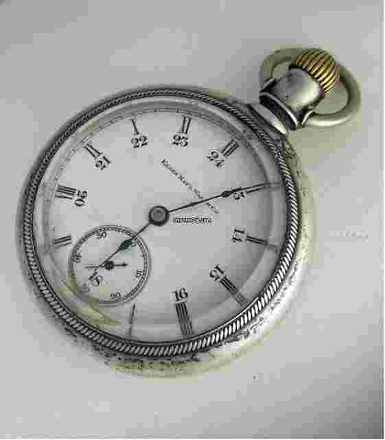 Elgin
                           
                                 CoinSilver RailRoad Antique Pat.1888 Lever Set Pocket Watch Large and Heave Made in USA