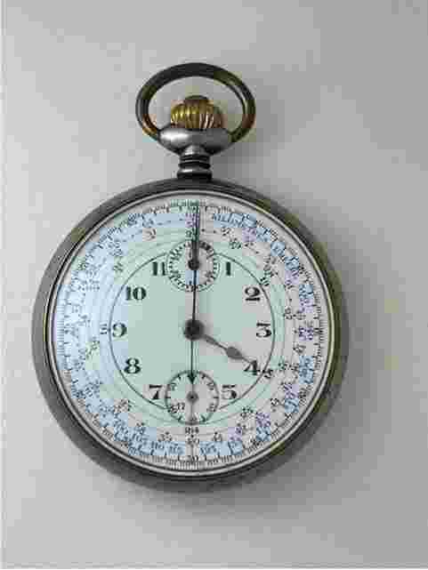 Anonymous Telemeter Chronograph Pocket Watch French Military WWII 1939 Gun Metal
