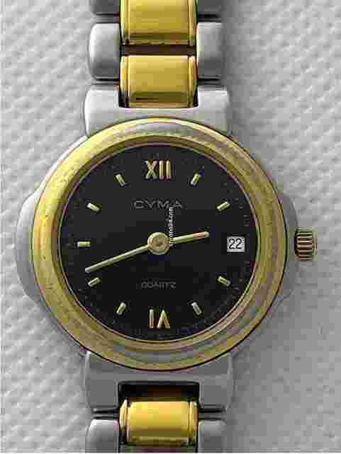 Cyma
                           
                                 Tavannes Ladies Calendar Date Black Dial Two Tone Case Bracelet Swiss Made