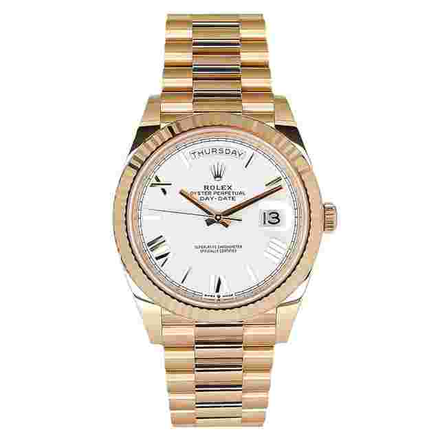 Rolex Day-Date 40
                           
                                 2022 Day-Date 40mm “White Roman Dial” 228238 18K Yellow Gold “In Stock”