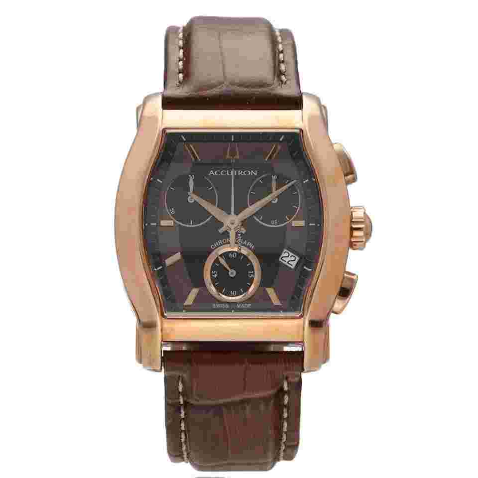 Accutron
                           
                                 27B63 Oxford Chronograph Rose Gold Brown Tonneau Quartz Men's Watch