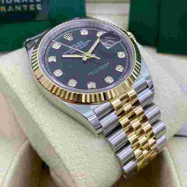 Rolex Datejust 36
                           
                                 36mm Black Diamond Dial Fluted Bezel Two Tone Jubilee 126233 NEW