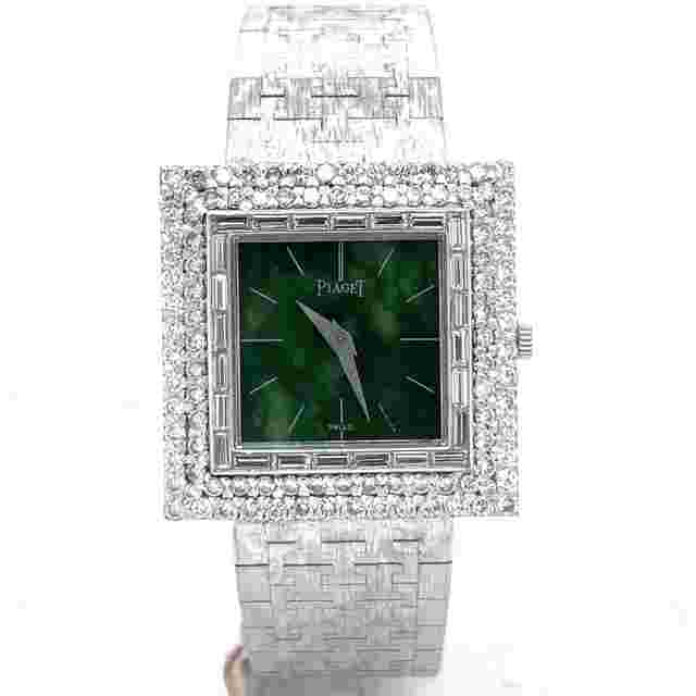 Piaget
                           
                                 Vintage Hand Wind 18k White Gold Factory Diamond Bezel Green Dial 9209A67