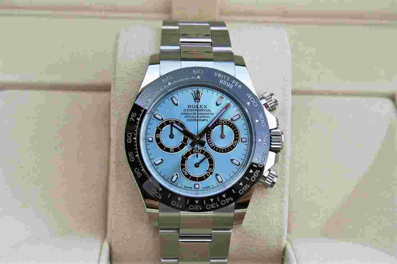Rolex Daytona
Cosmograph Daytona Platinum Novelty Anniversary Platona Glacier Ice Blue Chestnut 116506IB