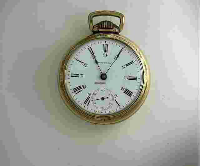 Waltham
                           
                                 Military Railroad 24Hr. White Porcelain Dial Screw Down Case Back Coin Edge Bezel U.S.A.